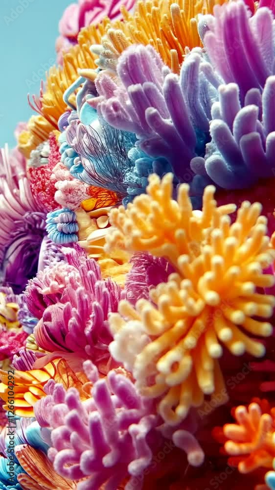 Vibrant coral reef exhibit showcases a stunning array of colorful marine life in a tropical habitat Vibrant coral reef exhibit showcases a stunning array of colorful marine life in a tropical habitat
