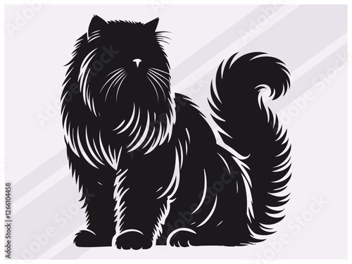 Black Persian Cat Silhouette for Pet Art Feline Logos and Graphic Designs
