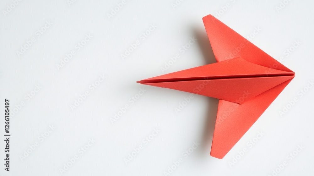 Red paper plane symbolizing business strategy and innovation on a white background highlighting success and creative solutions. Generative AI Red paper plane symbolizing business strategy and innovation on a white background highlighting success and creative solutions. Generative AI