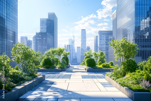 Wallpaper Mural Aerial view of urban rooftop gardens with geometric plant arrangements and skylights Torontodigital.ca