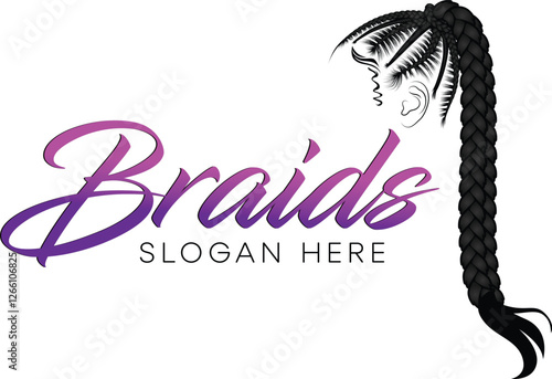 Women braid Logo - African Hair Style - Vector illustration