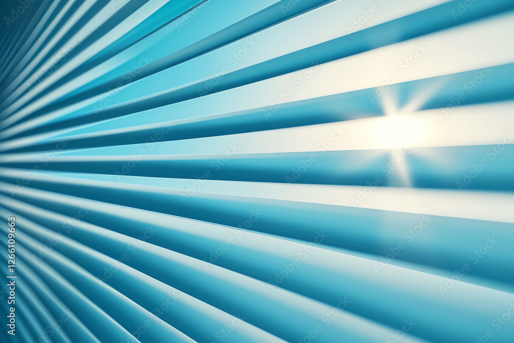 Obraz premium Abstract image of blue geometric lines with sunlight creating dynamic pattern