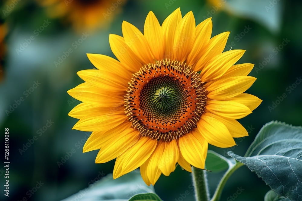 Bright sunflower in full bloom showcases vibrant yellow petals and intricate center in a garden setting Bright sunflower in full bloom showcases vibrant yellow petals and intricate center in a garden setting