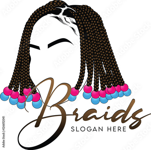 Women braid Logo - African Hair Style - Vector illustration