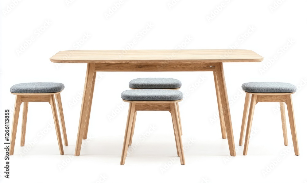 Bright Scandinavian Style Dining Set with Light Wooden Table and Stools Bright Scandinavian Style Dining Set with Light Wooden Table and Stools Bright Scandinavian Style Dining Set with Light Wooden Table and Stools Bright Scandinavian Style Dining Set with Light Wooden Table and Stools
