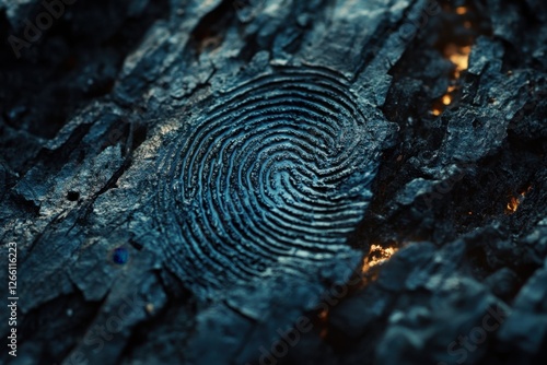 Close up shot of circular pattern carved into dark material