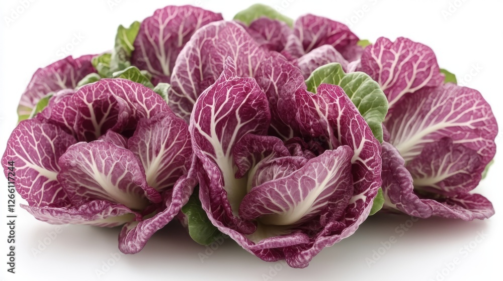 Obraz premium Radicchio with deep purple leaves and white veins on a white background