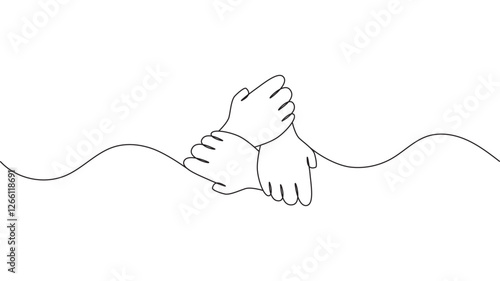 Line art illustration of a teamwork symbol eps 10