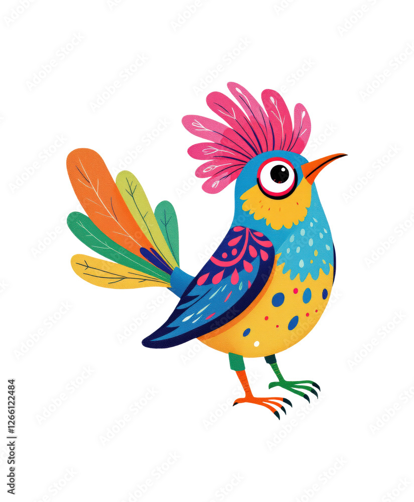 Fototapeta premium Colorful Cartoon Bird, Isolated on Transparent Background PNG