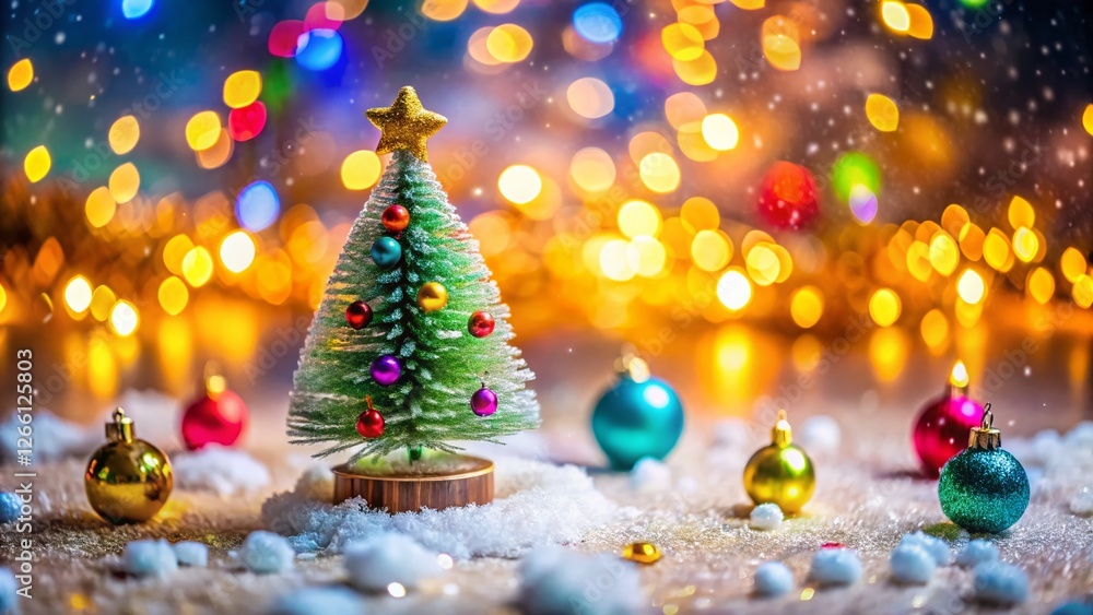 Tilt-Shift New Year's Festive Backdrop: Miniature Holiday Greeting Card Design Tilt-Shift New Year's Festive Backdrop: Miniature Holiday Greeting Card Design