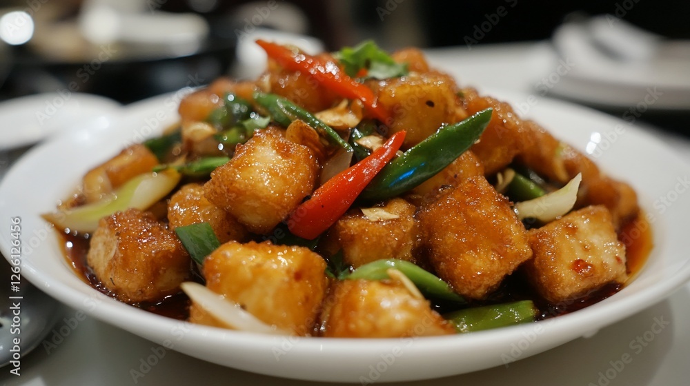 Delicious Crispy Tofu Stir-Fry with Chili and Garlic: A Savory Asian Dish Delicious Crispy Tofu Stir-Fry with Chili and Garlic: A Savory Asian Dish