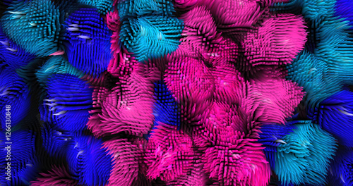 Colorful abstract texture created with Gradient flow and 3D structure imitate the movement of liquid or wind. Vibrant colors, volumetric waves and digital noise create a sense of depth and dynamics. I