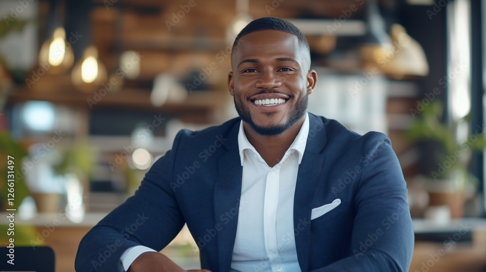 Fototapeta premium Smiling businessman cafe portrait