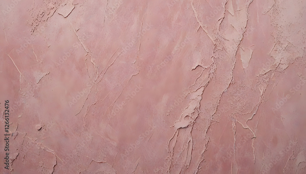 Fototapeta premium old rough pink plaster wall with cracked and peeling texture