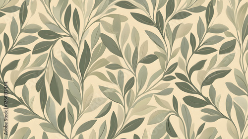 Geometric Patterns in Olive Branch Art Deco Design Wallpaper