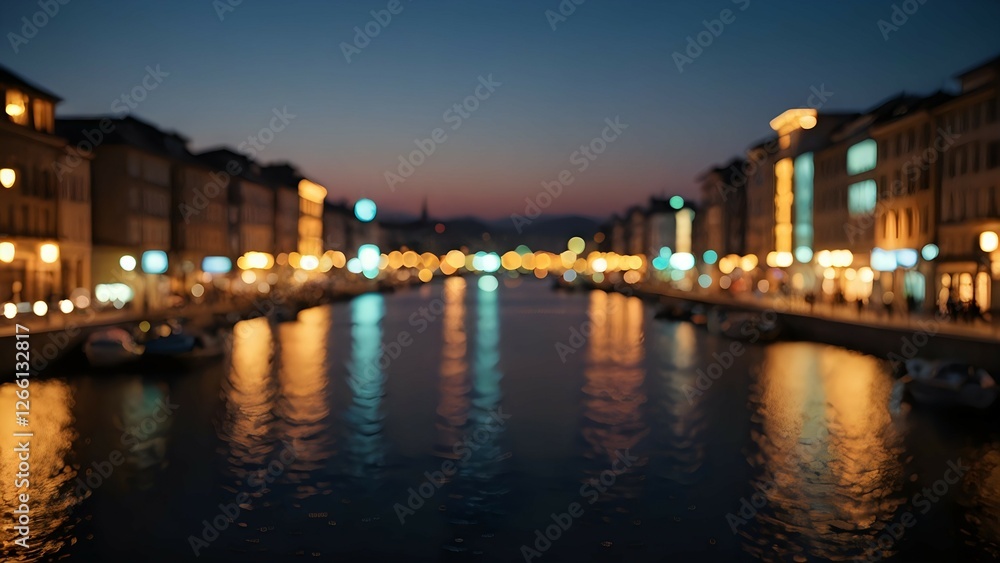 Obraz premium A warm glowing blur with soft diffused light, resembling blurred city lights at night.