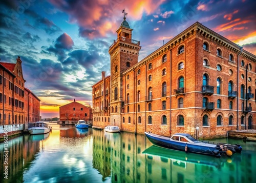 Venice Molino Stucky: High-Resolution Canal View with Deep Depth of Field photo