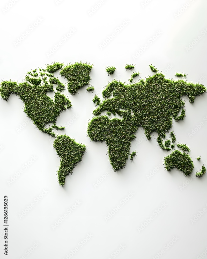 Grass World Map on White Background Grass World Map on White Background