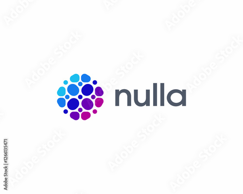 Abstract round gradient logo from isolated dots. Universal energy science dynamic sign.  illustration.