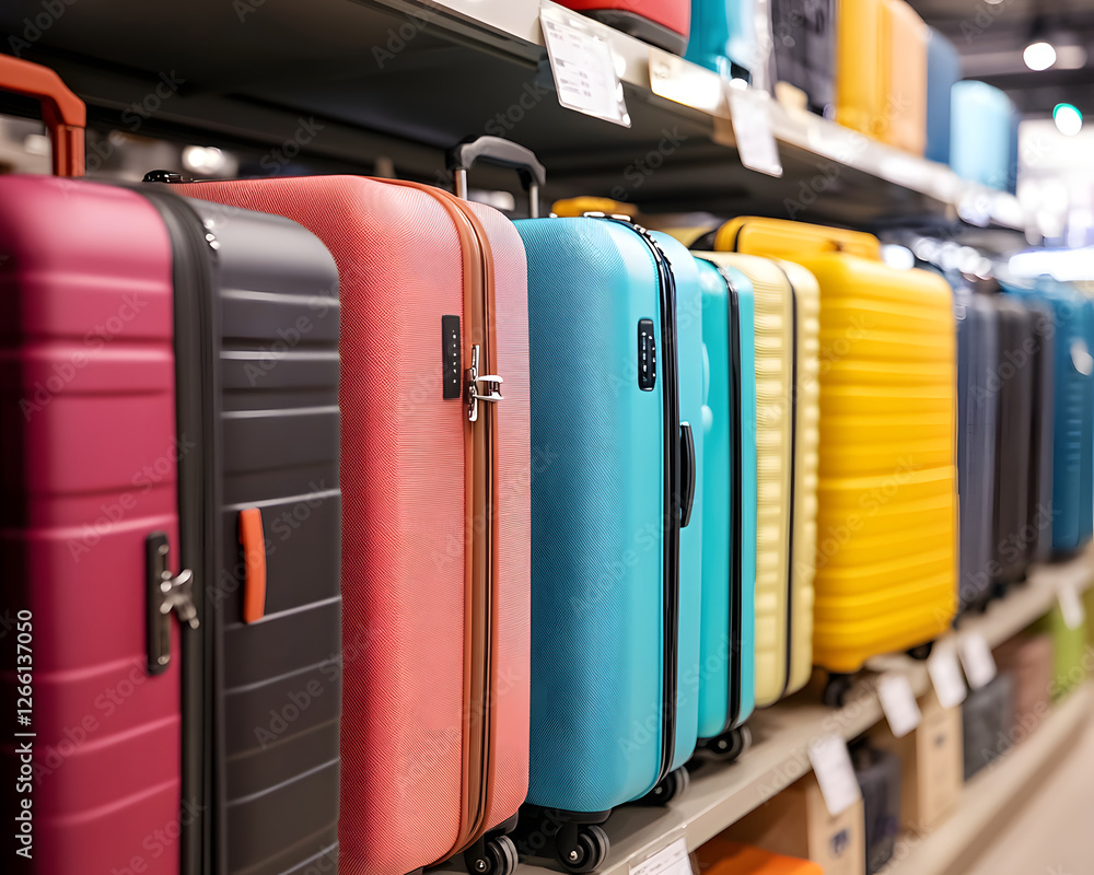 Retail Display of Hard-Shell Suitcases Retail Display of Hard-Shell Suitcases