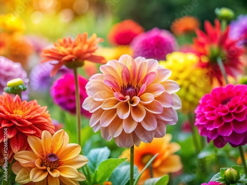 Vibrant Close-up of Colorful Flowers in a Blooming Garden