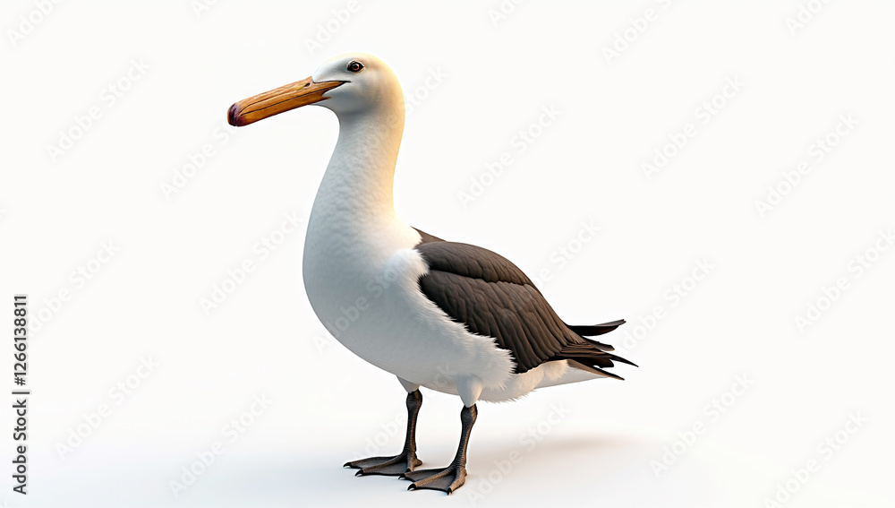 Fototapeta premium Albatross Studio Portrait on Pure White Background - Generative AI