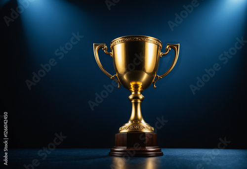 golden trophy cup symbolizi...
