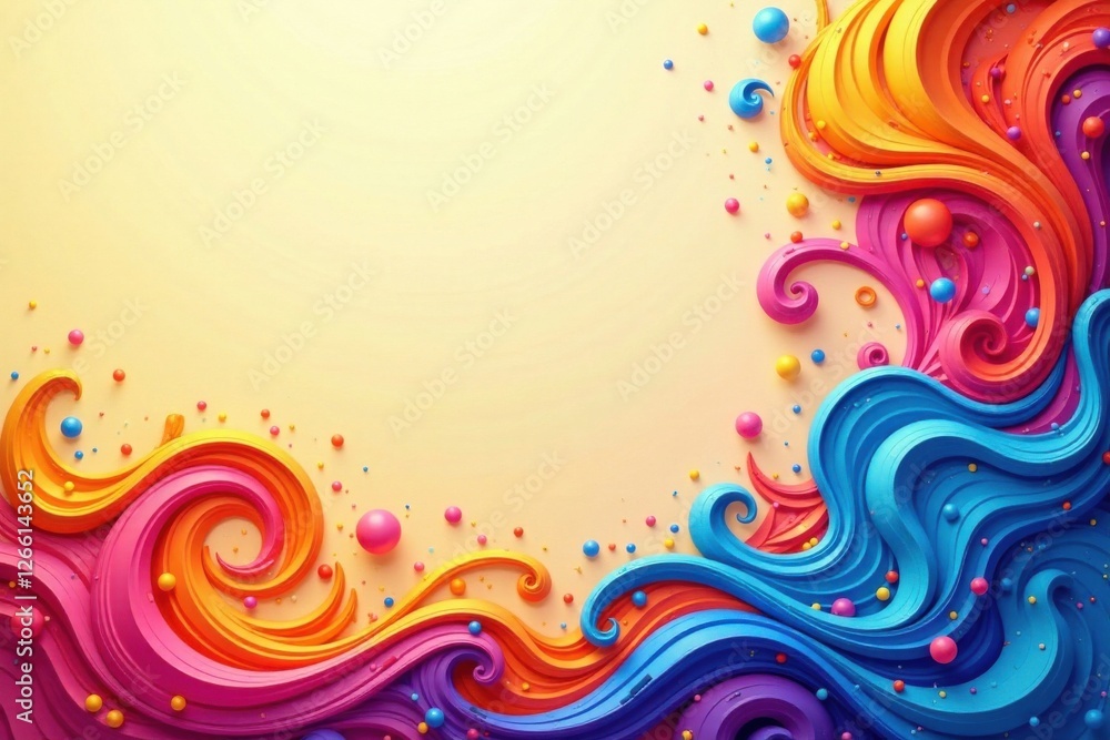 Brightly colored letterhead with swirly patterns and vibrant hues against a plain background, stationery, Brightly colored letterhead with swirly patterns and vibrant hues against a plain background, stationery,