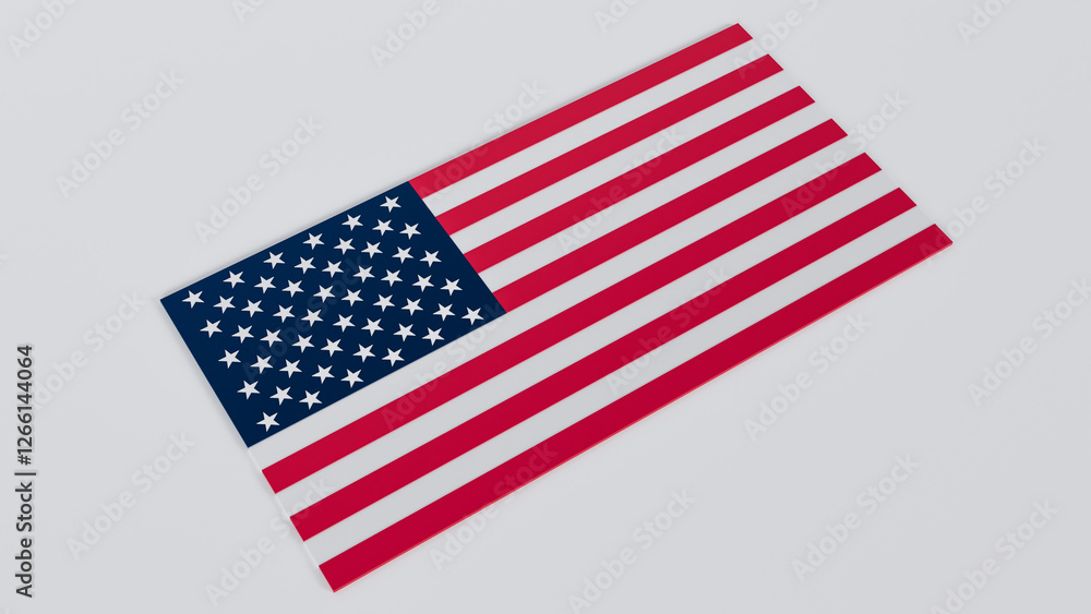 Obraz premium 3d rendering of the United States flag, featuring thirteen stripes and fifty stars. This iconic symbol of freedom and democracy is perfect for patriotic and historical projects.