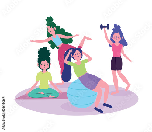 Fitness center women group workout