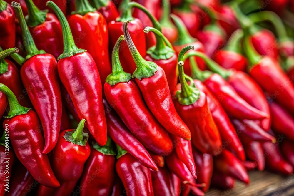Vibrant Red Chili Peppers with Copy Space: Fresh Capsicum Harvest Vibrant Red Chili Peppers with Copy Space: Fresh Capsicum Harvest