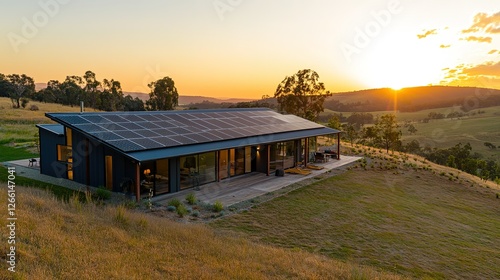 Wallpaper Mural Modern Solar Powered Home Sunset Hilltop View Torontodigital.ca