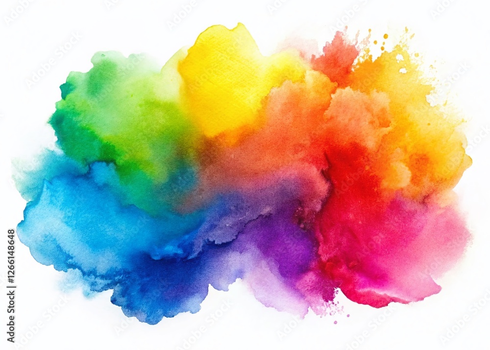 Fototapeta premium Vibrant Watercolor Stain Decoration on White Background - Artistic Texture for Design
