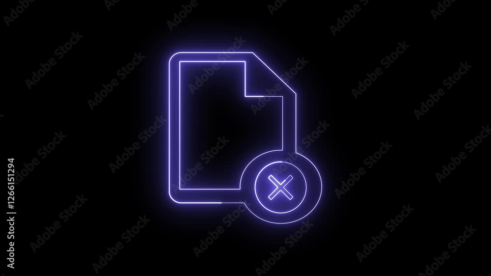 Document icon with strikethrough neon light animation Document icon with strikethrough neon light animation