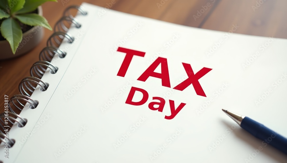 Agenda with Tax Day written in bold red ink Agenda with Tax Day written in bold red ink