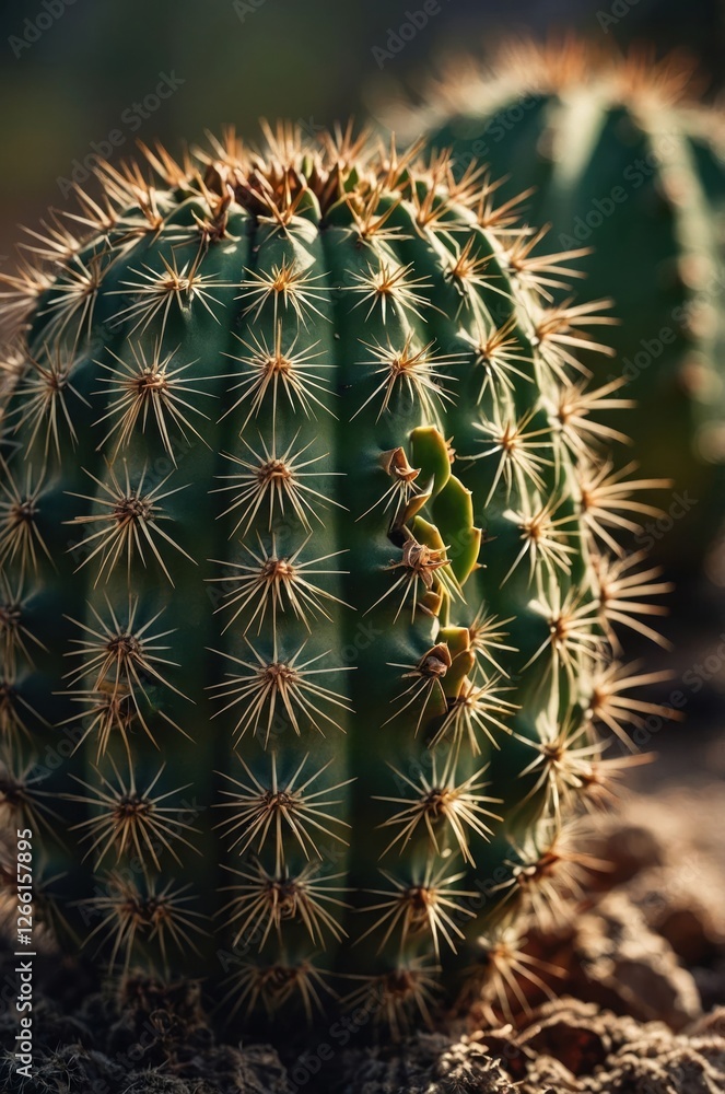 A close-up of a spiky cactus with vibrant green color and intricate details. A close-up of a spiky cactus with vibrant green color and intricate details.