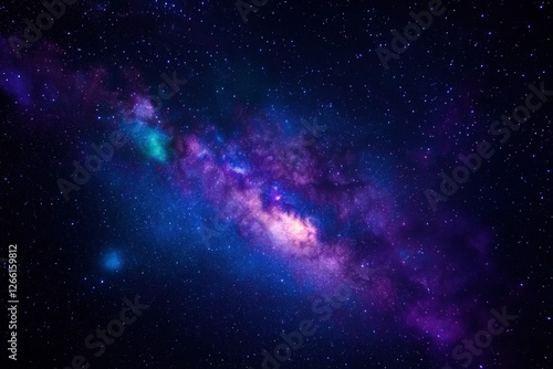 Colorful galaxy view showcasing vibrant cosmic clouds and countless stars in the night sky