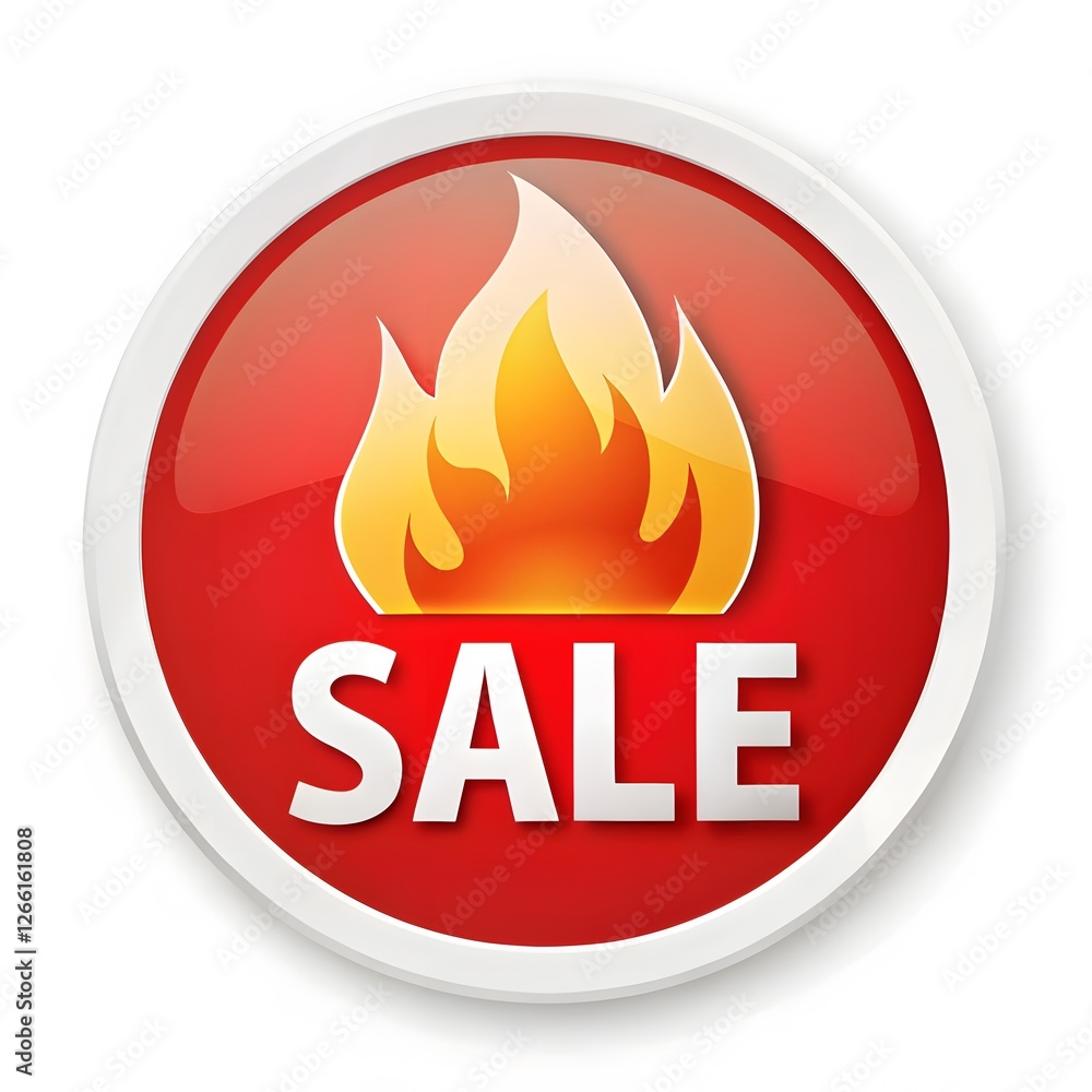 Red Circle Fire Sale Icon