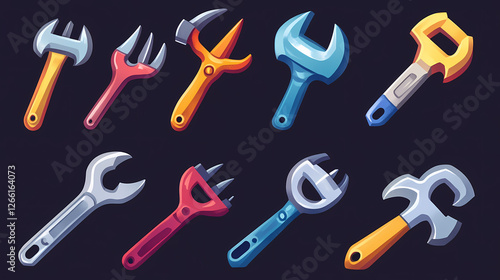 Simple adjustable wrench icons, simple style design inspiration for any interface and purpose. Shadowfire Summoners. Illustration photo