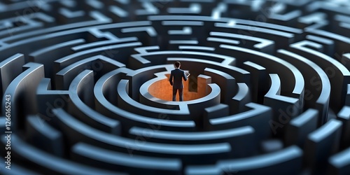 Navigating the tax maze a person's struggle in complex financial pathways office setting digital illustration