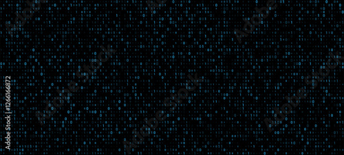 Blue binary code background with numbers on a dark background. severance digital matrix texture. a computer digital screen code vector illustration design.