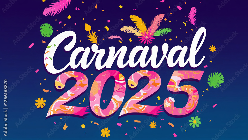 Naklejka premium Ilustração vetorial vibrante de carnaval 2025