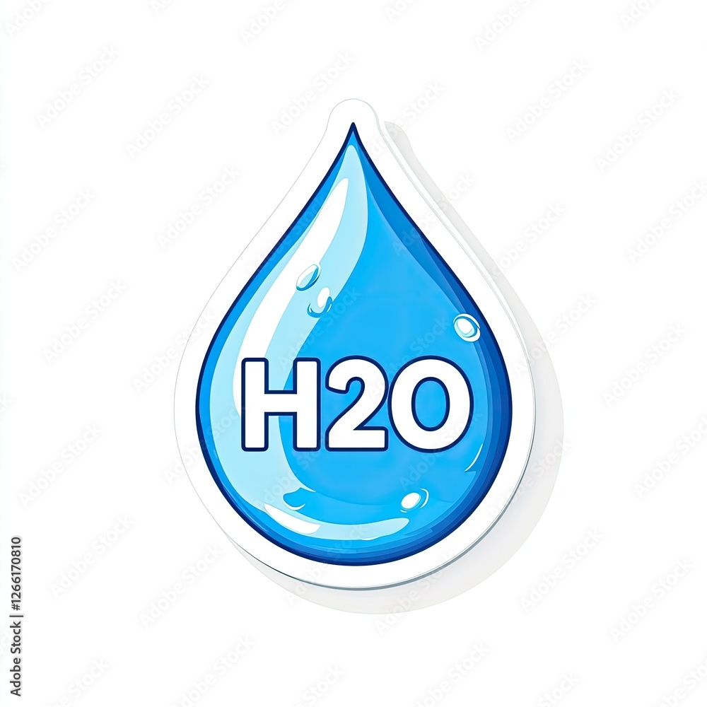 Blue Water Drop H2O Sticker Design Blue Water Drop H2O Sticker Design