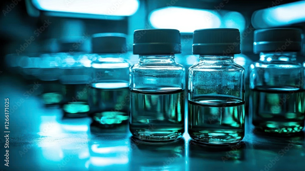 Vaccine bottles in a lab for research, experimentation and health related uses Vaccine bottles in a lab for research, experimentation and health related uses