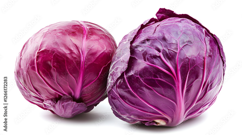 Fototapeta premium close-up view of fresh purple cabbage on isolated white background.ai 