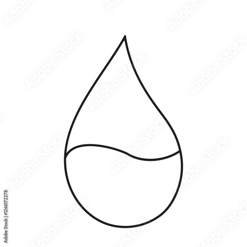 Simple line drawing of a water droplet with a curved surface inside