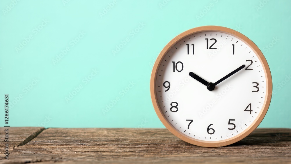 wooden wall clock standing in front of a turquoise wall wooden wall clock standing in front of a turquoise wall