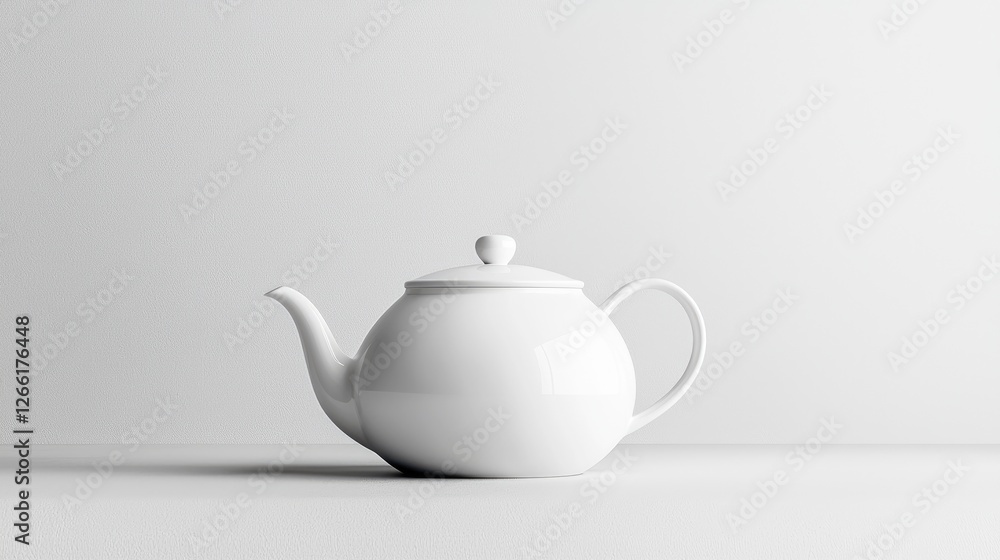 White teapot on white background, minimalist design, studio shot White teapot on white background, minimalist design, studio shot