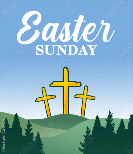 happy easter sunday with cross