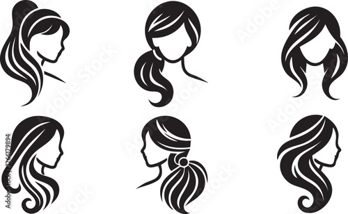 Six stylish female hairstyles.